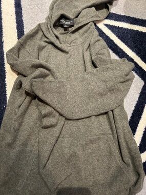 Banana Republic Heather Olive Hooded Knit Pullover 100% cashmere
